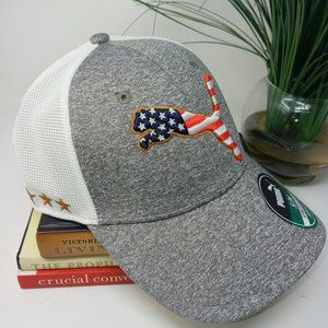 Puma Men's Gray & White American Flag Logo Trucker Cap